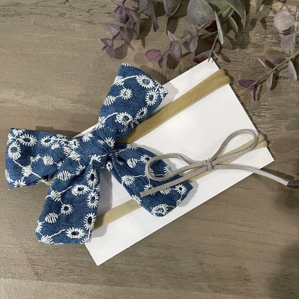 3/$20 🔷 Blue & Grey Baby Girls Bow Headbands